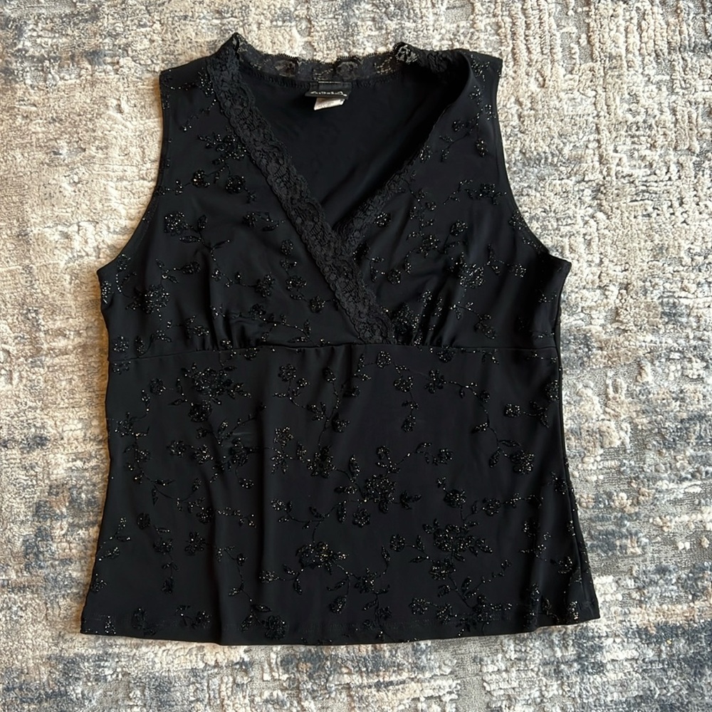 Y2K Black Floral Women’s Tank Top